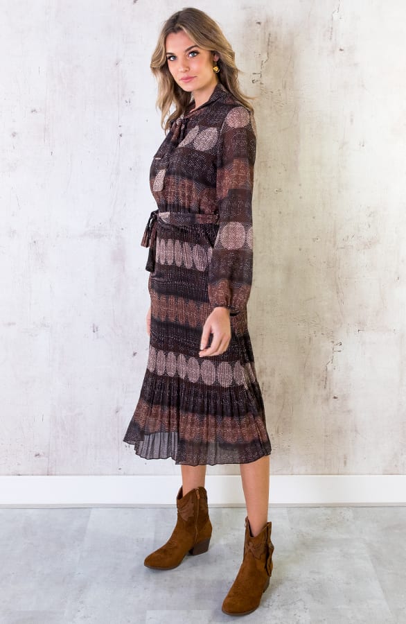 Maxi Print Jurk Bruin – shoparchief, foto 4