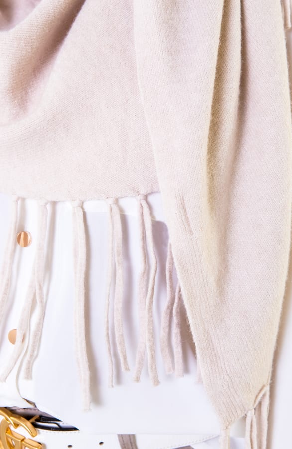 Poncho Sjaal Fringe Creme – shoparchief, foto 4