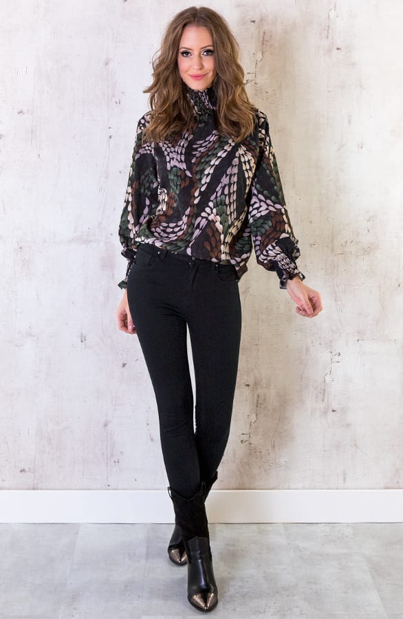 Oversized Col Blouse Print Groen – shoparchief, foto 4