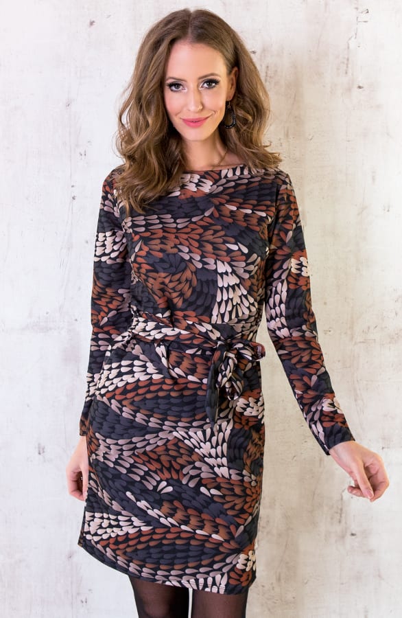 Strikjurk Met Print Cognac – shoparchief, foto 2