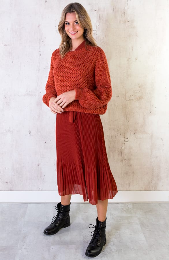 Plisse Jurk Met Strik Terracotta – shoparchief, foto 5