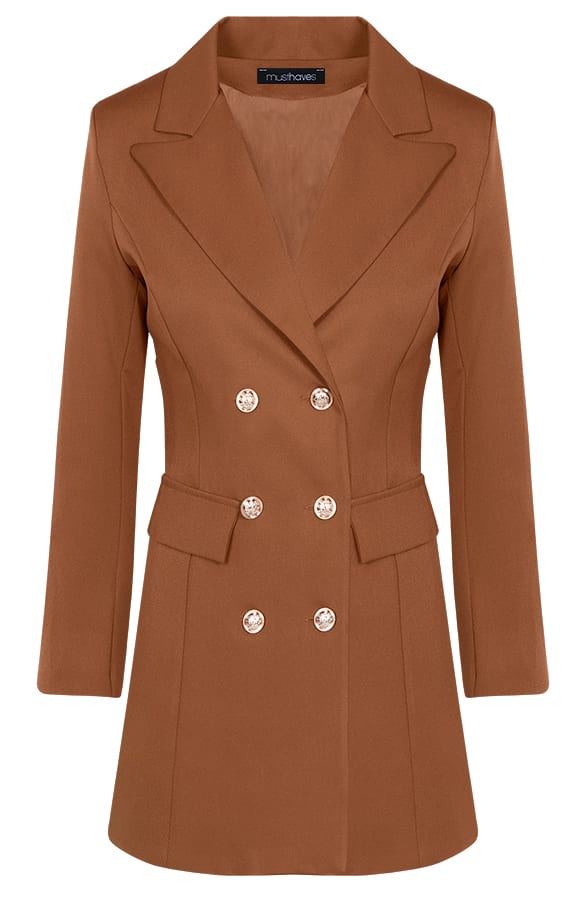 Button Blazer Dames Cognac – shoparchief, foto 1
