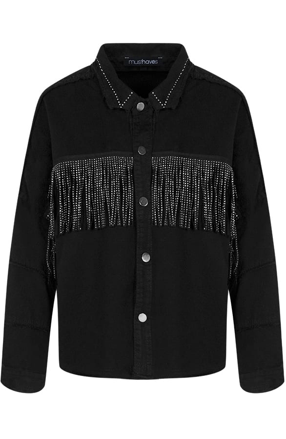 Fringe Jacket Oversized Zwart – shoparchief, foto 1