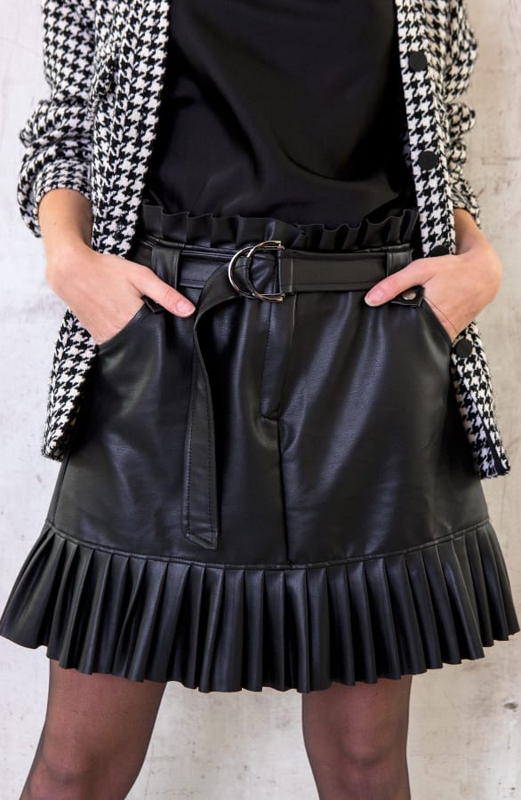 Leren Rok Plisse Zwart – shoparchief, foto 2