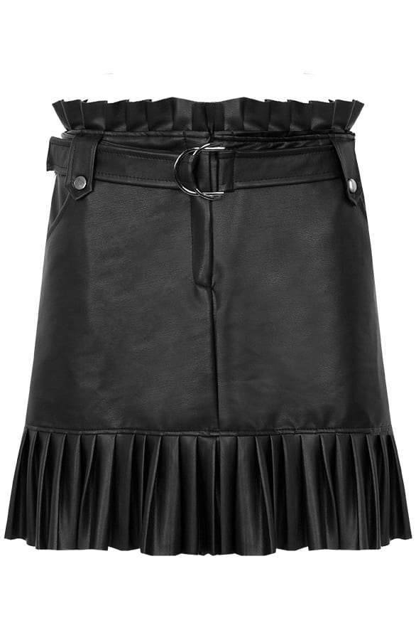 Leren Rok Plisse Zwart – shoparchief, foto 1