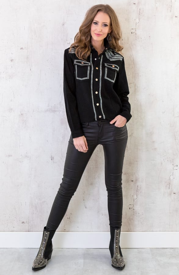 Limited Studs Blouse Black – shoparchief, foto 7