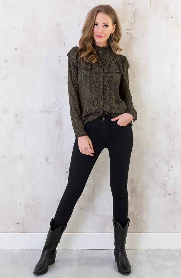 Ruffle Wild Blouse Army – shoparchief, foto 6