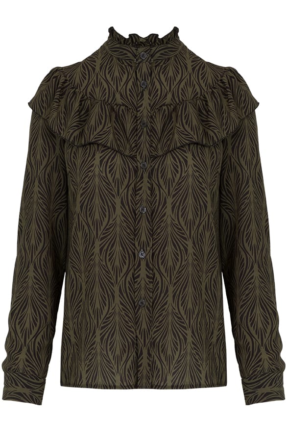 Ruffle Wild Blouse Army – shoparchief, foto 1