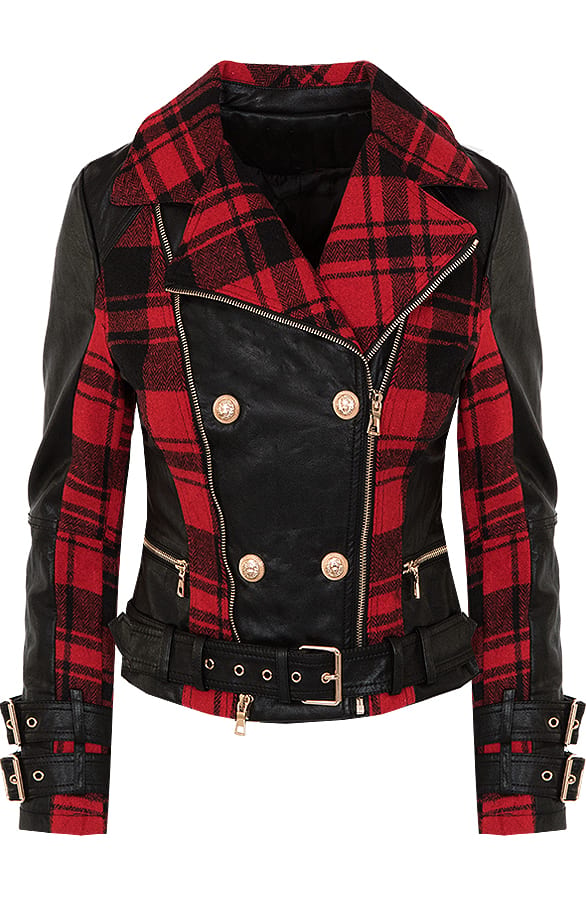 Biker Jacket Exclusive Geblokt – shoparchief, foto 1