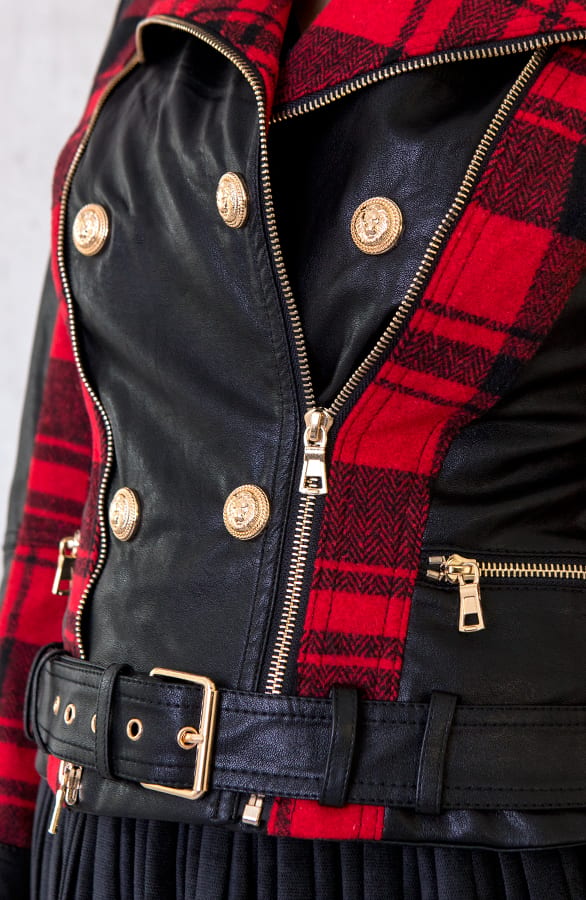 Biker Jacket Exclusive Geblokt – shoparchief, foto 5