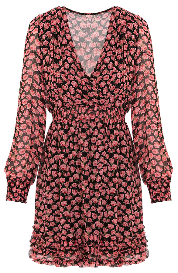 Bloemen Ruffle Jurk Zwart – shoparchief, foto 6