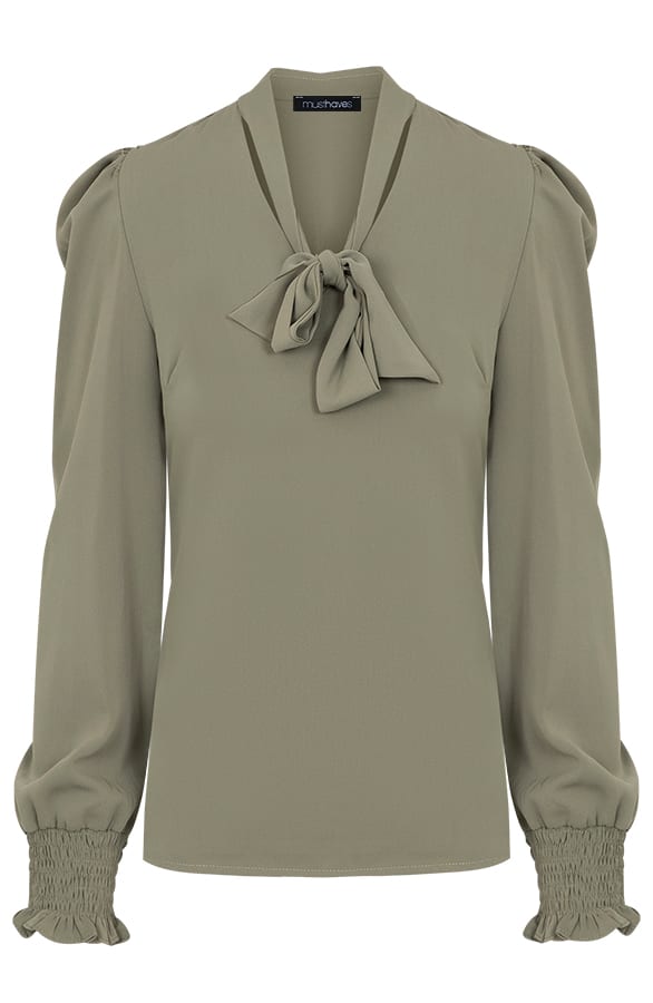 Blouse Met Strik Legergroen – shoparchief, foto 1