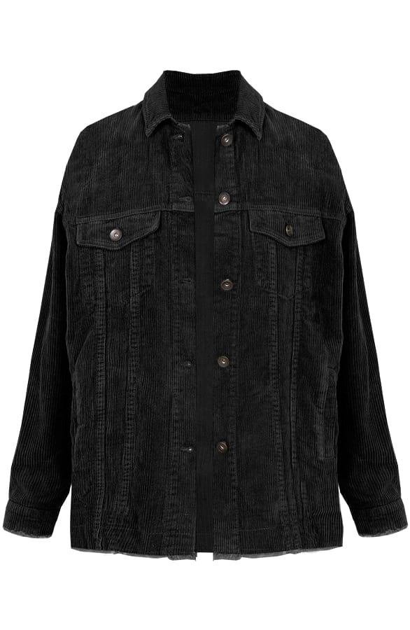 Corduroy Jacket Zwart – shoparchief, foto 1