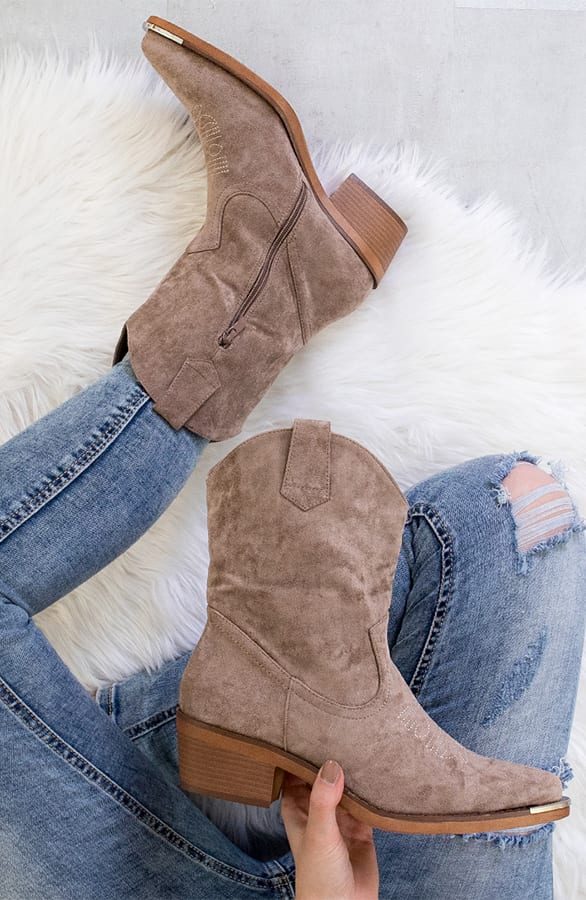 Wildleder Cowboystiefel Metallic Taupe, Shoparchiv, Foto 2