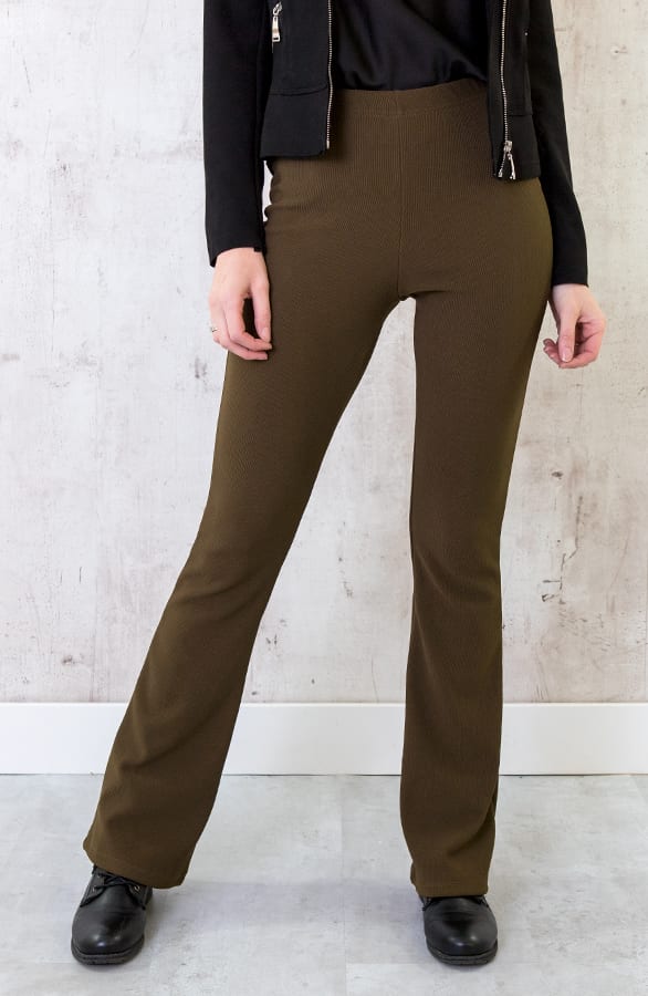 Flared Broek Rib Dames Army – shoparchief, foto 1