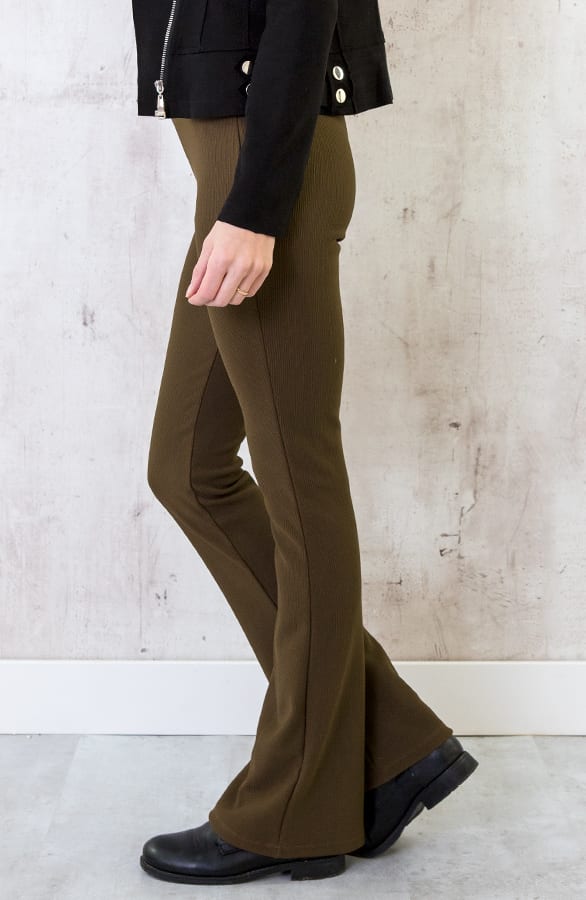 Flared Broek Rib Dames Army – shoparchief, foto 2