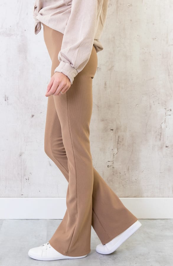 Flared Broek Rib Dames Taupe – shoparchief, foto 5