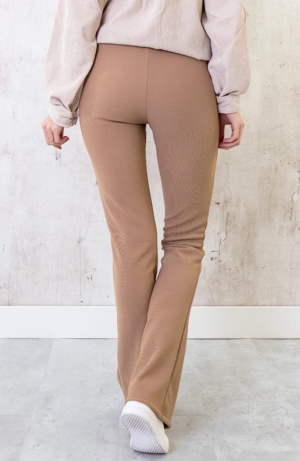 Flared Broek Rib Dames Taupe – shoparchief, foto 4