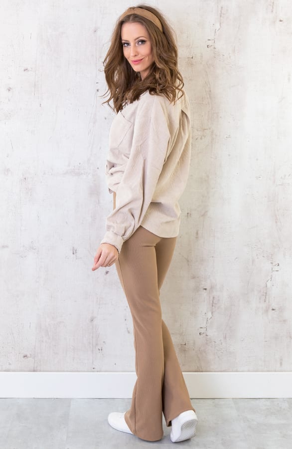 Flared Broek Rib Dames Taupe – shoparchief, foto 6