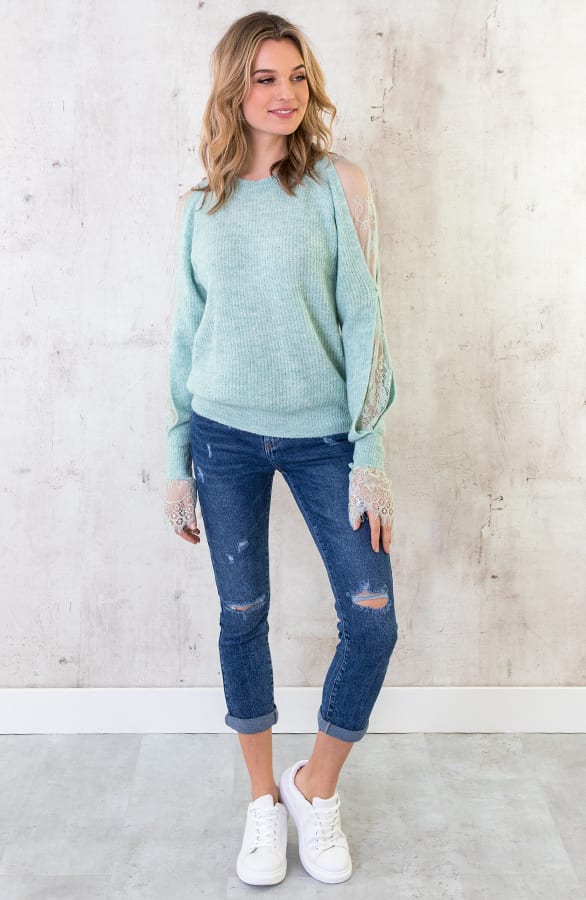 Trui Kanten Mouwen Mint – shoparchief, foto 5