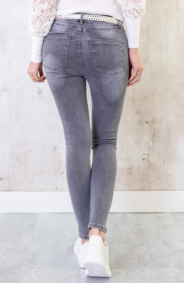 High Waist Skinny Jeans Grijs – shoparchief, foto 4