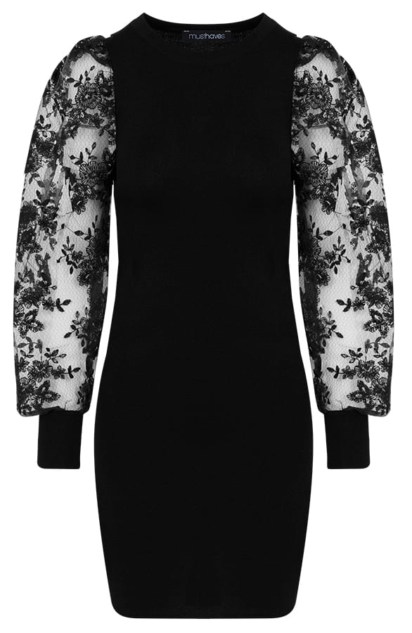 Jurk Kanten Bloemen Mouwen Dames – shoparchief, foto 1