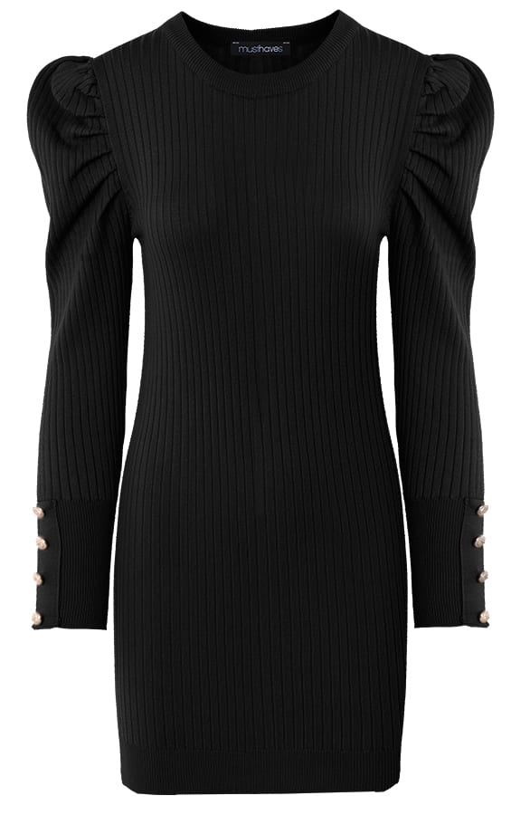 Kleid mit Puffärmeln Schwarz, Shoparchiv, Foto 1