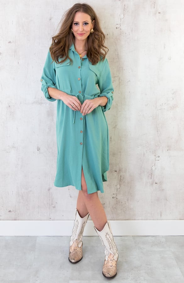 Knopen Jurk Mint – shoparchief, foto 5