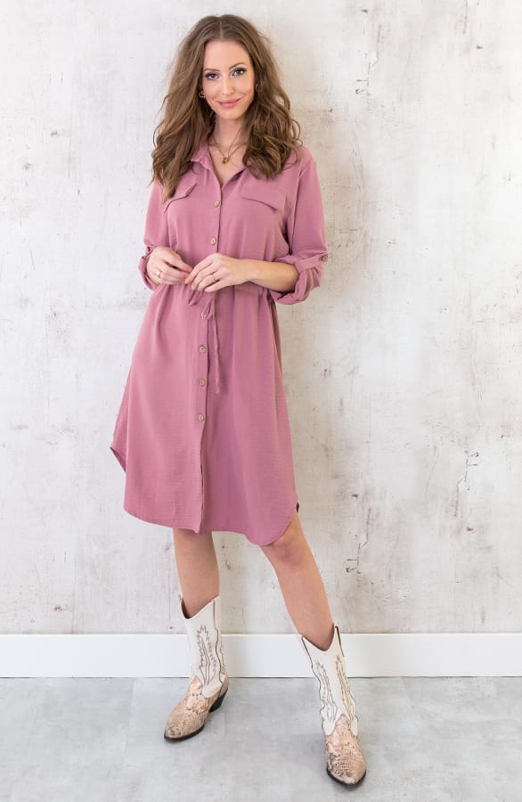 Knopen Jurk Roze – shoparchief, foto 7