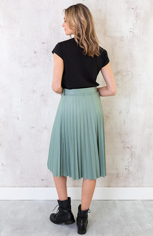Leren Plisse Rok Mintgroen – shoparchief, foto 5
