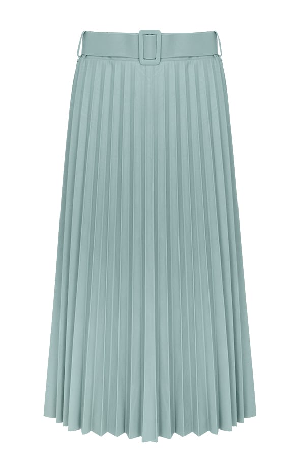 Leren Plisse Rok Mintgroen – shoparchief, foto 1