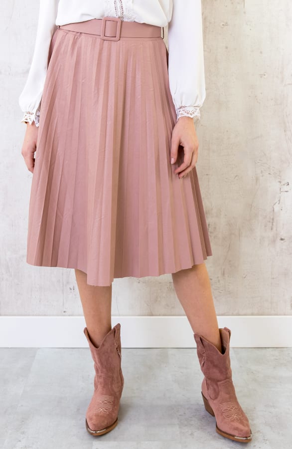 Leren Plisse Rok Roze – shoparchief, foto 2