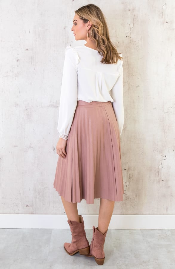 Leren Plisse Rok Roze – shoparchief, foto 4