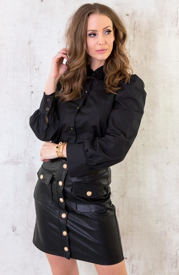 Leren Rok Met Knopen Zwart – shoparchief, foto 4