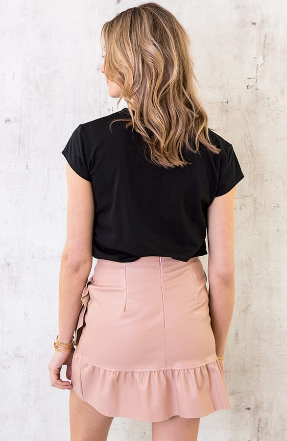 Leren Ruffle Rok Roze – shoparchief, foto 6