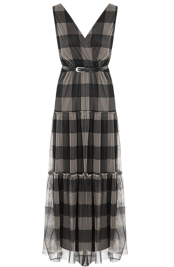 Maxi Jurk Geblokt Beige – shoparchief, foto 7