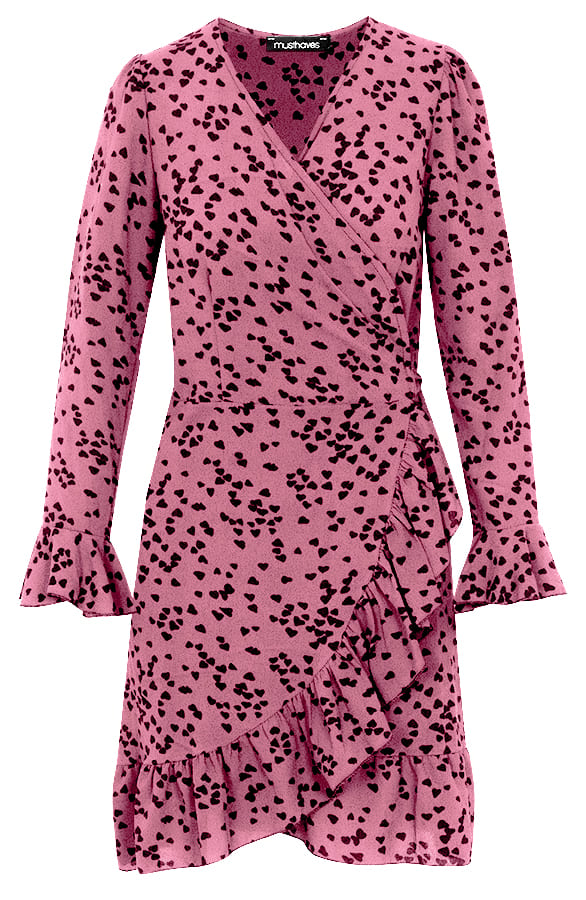 Overslag Jurk Hartjes Oud Roze – shoparchief, foto 1