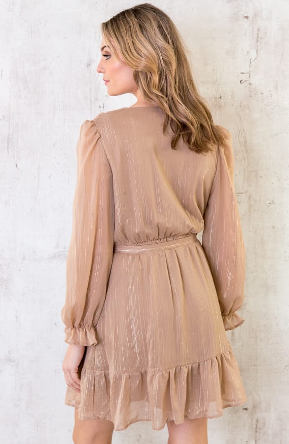 Ruches Jurk Deluxe Camel – shoparchief, foto 4