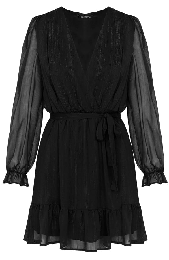 Ruches Jurk Deluxe Zwart – shoparchief, foto 1