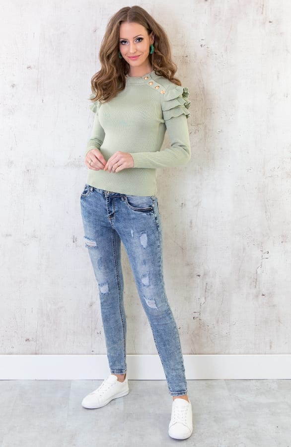Ruches Trui Deluxe Pastelgroen – shoparchief, foto 3