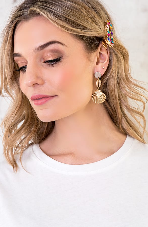 Schelp Oorbellen Deluxe Goud – shoparchief, foto 2
