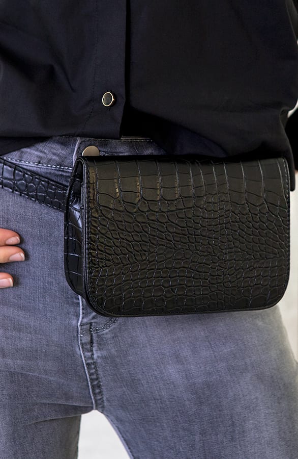 Slangenprint Bumbag Zwart – shoparchief, foto 1