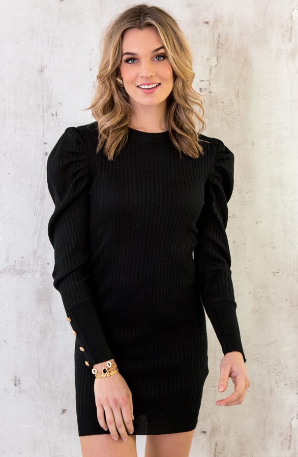Kleid mit Puffärmeln Schwarz, Shoparchiv, Foto 7