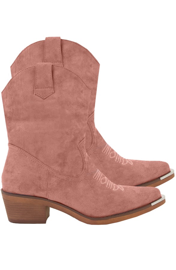 Suede Cowboylaarzen Metallic Oud Roze – shoparchief, foto 1