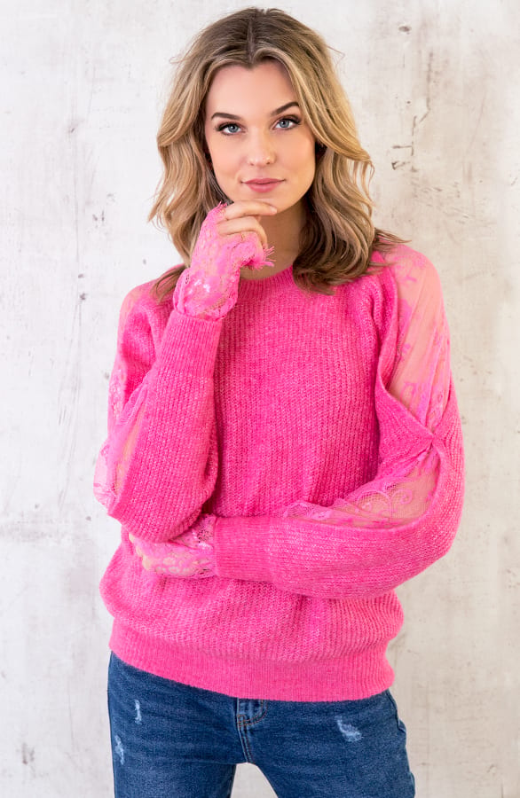 Trui Kanten Mouwen Fuchsia – shoparchief, foto 3