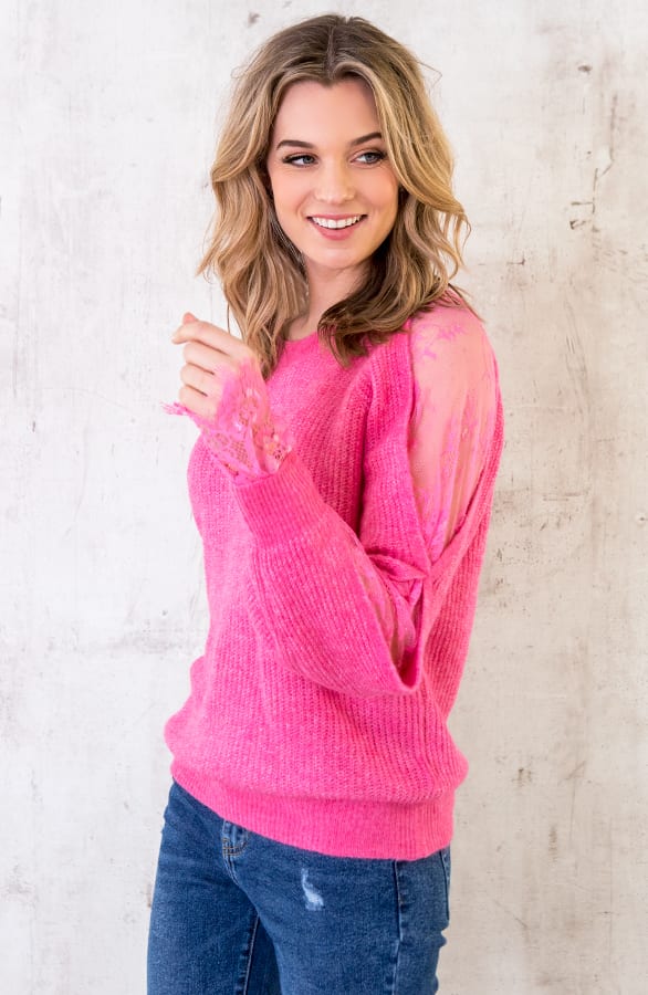 Trui Kanten Mouwen Fuchsia – shoparchief, foto 2