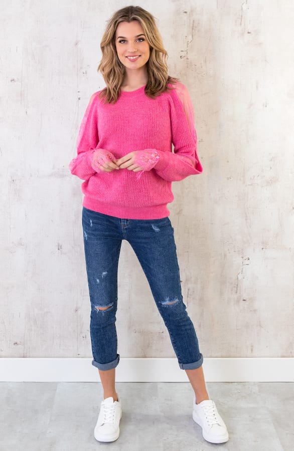 Trui Kanten Mouwen Fuchsia – shoparchief, foto 4