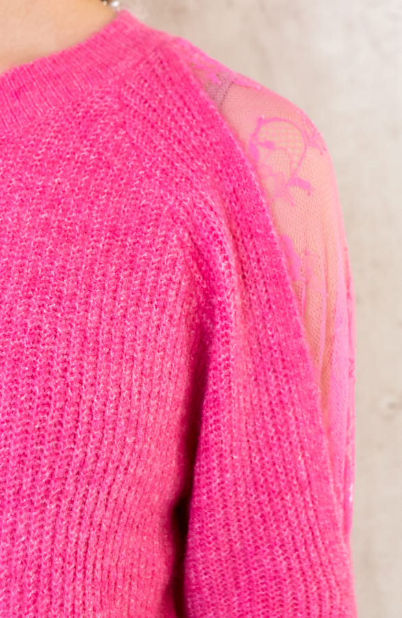 Trui Kanten Mouwen Fuchsia – shoparchief, foto 6