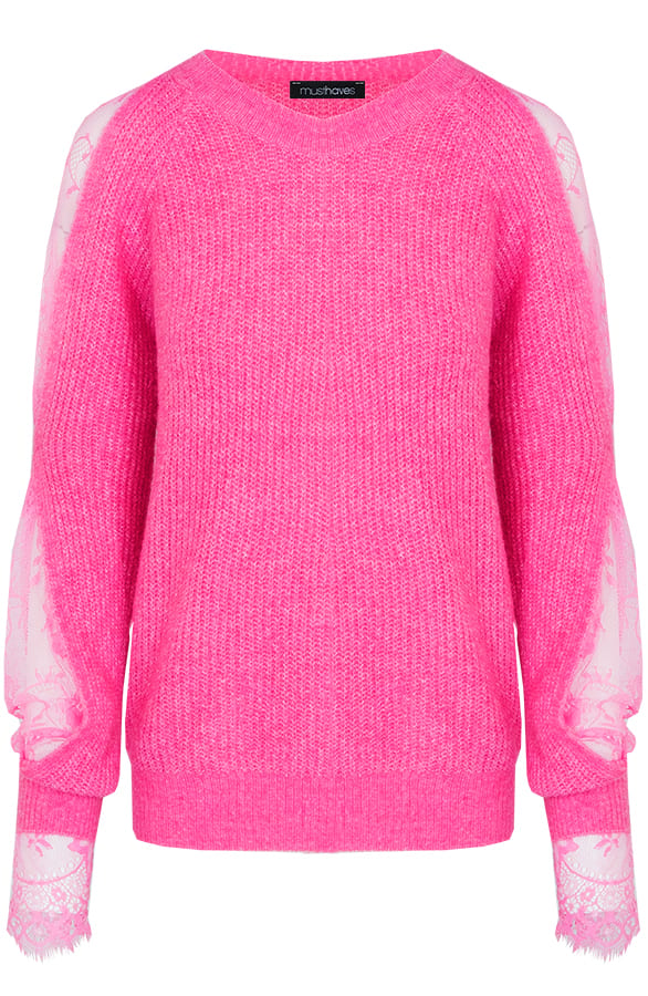 Trui Kanten Mouwen Fuchsia – shoparchief, foto 1