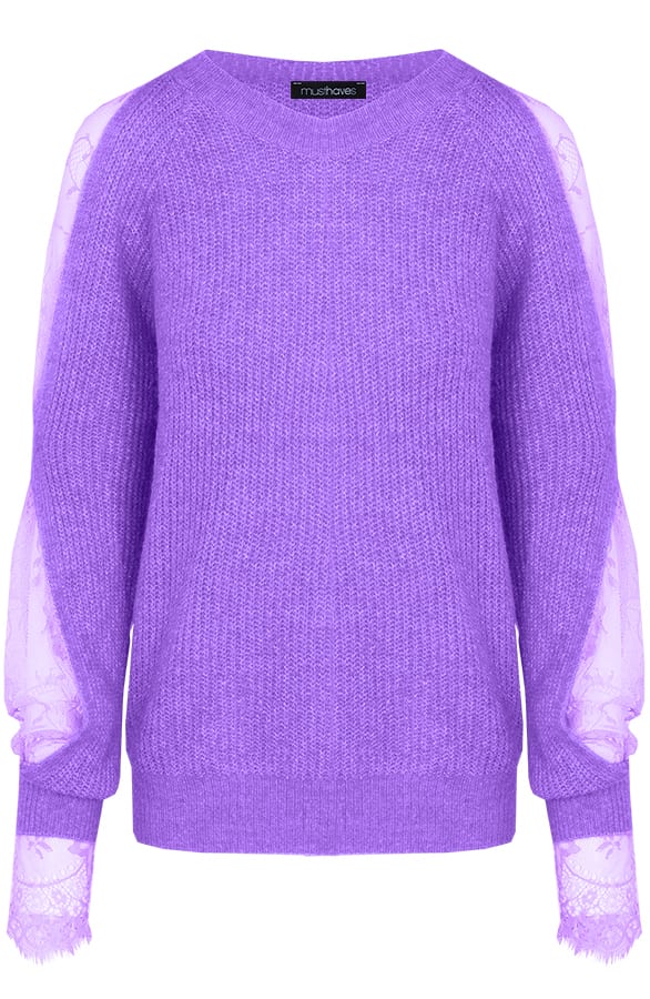 Trui Kanten Mouwen Lila – shoparchief, foto 1
